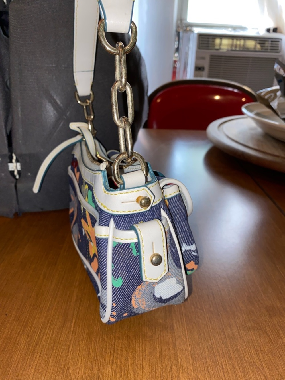 Dooney & Bourke Graffiti Paint Splatter Mini Shoulder Bag Canvas and Leather - Picture 4 of 16